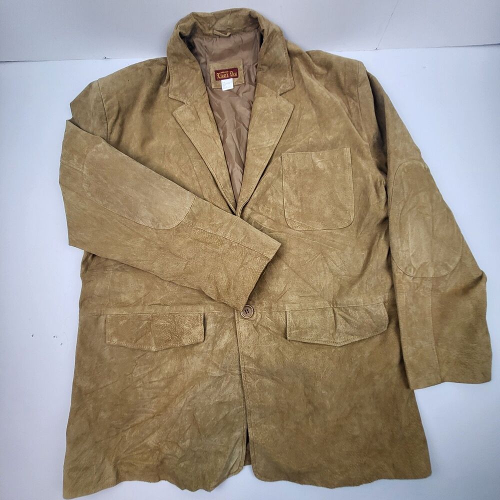 HABAND LIONS' DEN GENUINE LEATHER JACKET SUEDE SIZE XL BUTTON UP STYLE Tan